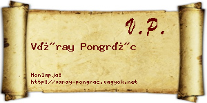 Váray Pongrác névjegykártya